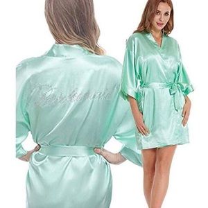Women's Kimono Robe Satin Short Bathrobes